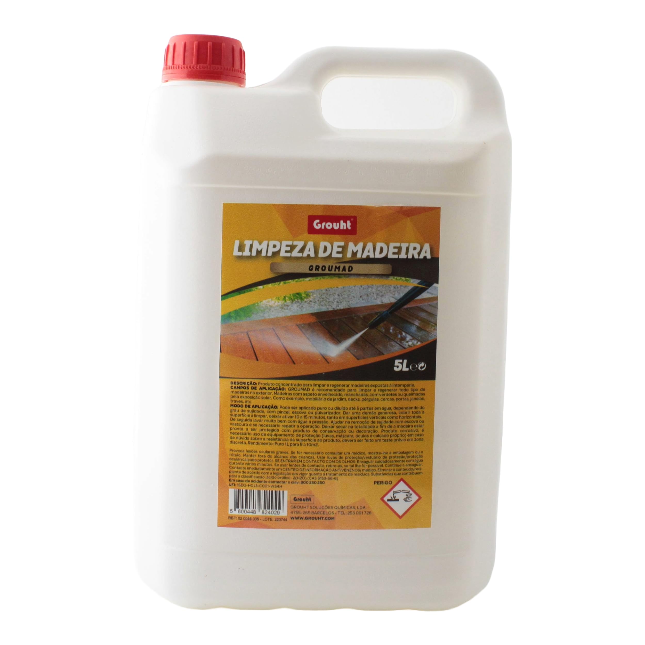 Limpiador Professional de Madera Exterior 5L para Jardín, Decks, Vallas y Puertas Envejecidas con Rendimiento hasta 50 m² contra Musgo, Manchas y Humedad