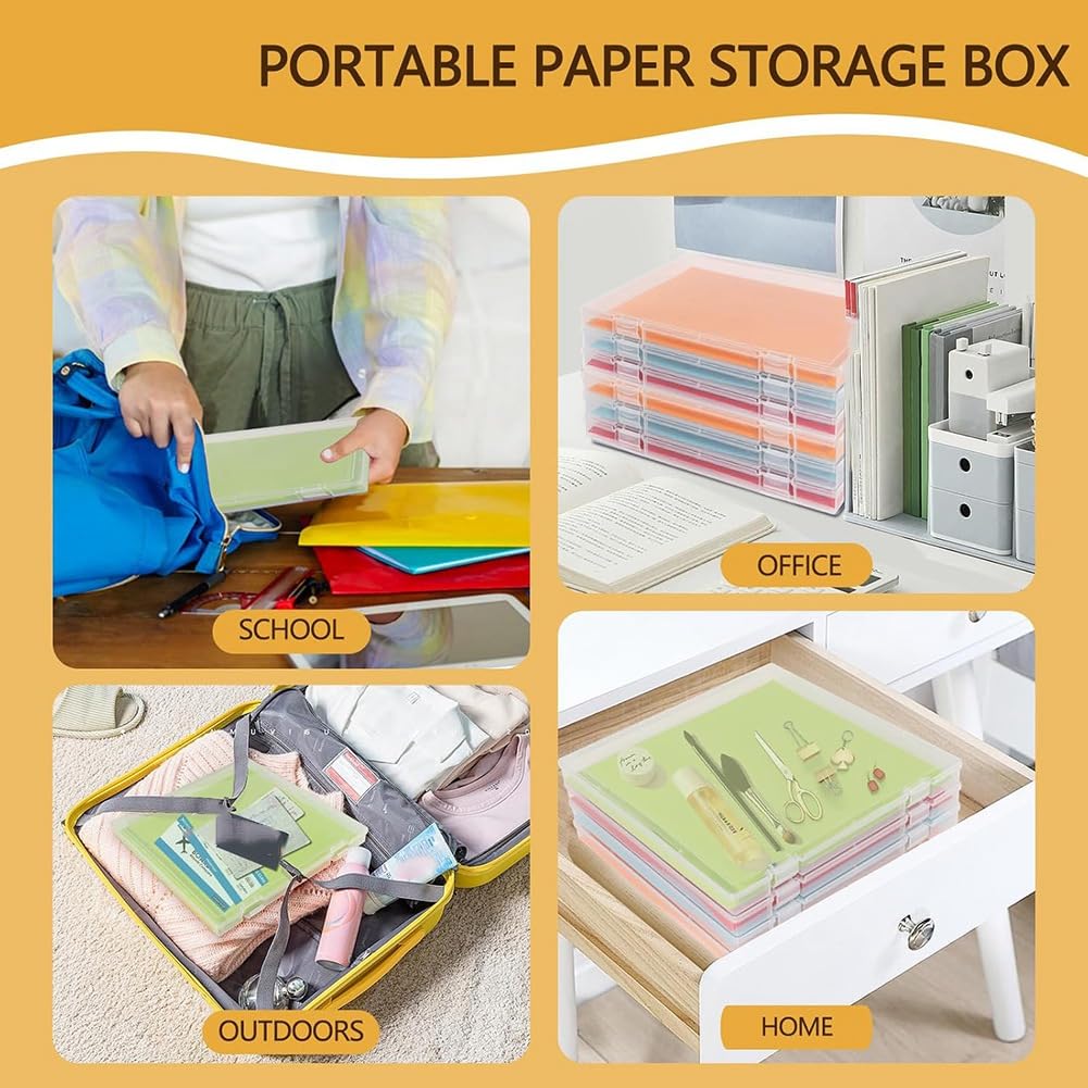 Pudełko Organizera do Segregatorów Papierowych, Album do Scrapbookingu 12x12 do Przechowywania Papieru, Zestaw 4 Plastikowych Pudełek do Przechowywania Dokumentów, Zestaw do Zdjęć
