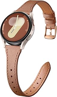 GEAK Slim Leather Band Compatible with Galaxy Watch 7 Band/6 5 4 FE 40mm 44mm/5 pro 45mm/Classic/Galaxy Active 2, 20mm Genuine Leather Strap with Quick Release Buckle for Samsung Watch Bands Women