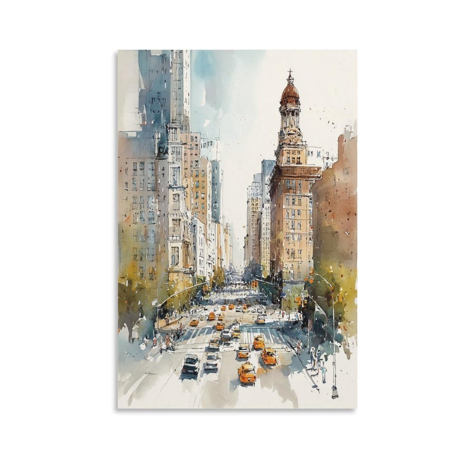 LCYNNH Seattle Watercolor Custom Personalised 20x30inch(50x75cm) Vintage Travel Poster Watercolor Canvas Art