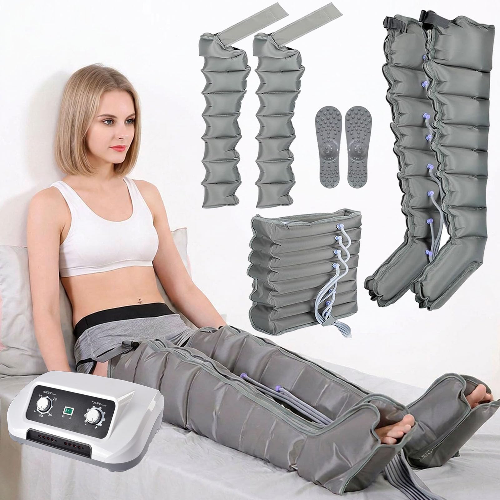 Pressoterapia Linfodrenaggio Professionale | 8 Camere d'Aria Macchinario Pressoterapia Gambe E Braccia Addome per Casa | Massaggio Linfodrenante Lipedema Gambe | 30-240 mmHg
