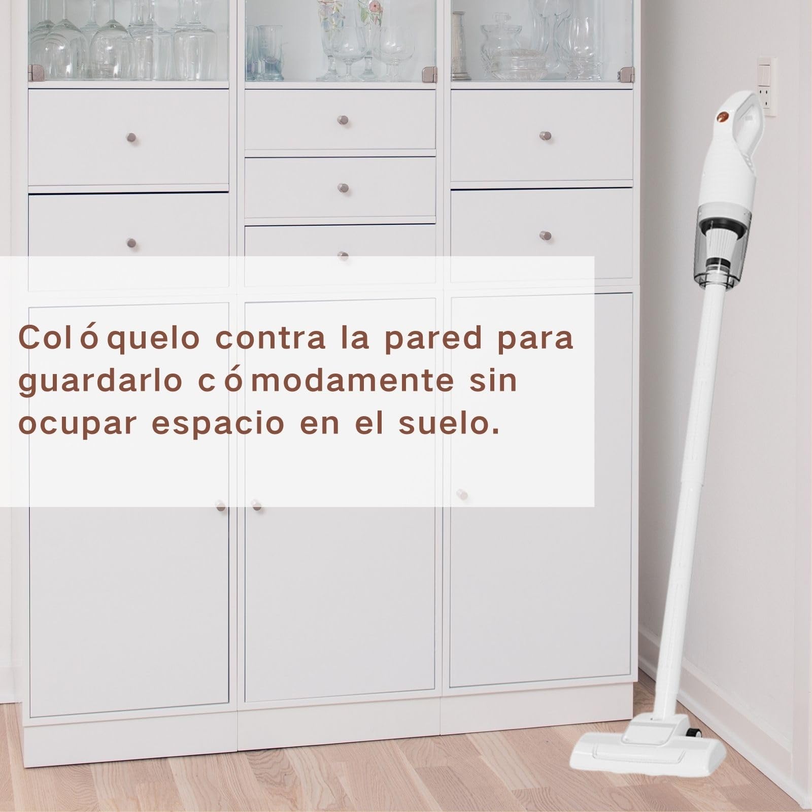 Aspiradora sin Cable, Aspiradora Potente, Escoba Eléctrica Especializada para Suelos, Alfombras y Eliminación de Pelo de Mascotas, Silencioso y Ligero, Blanco