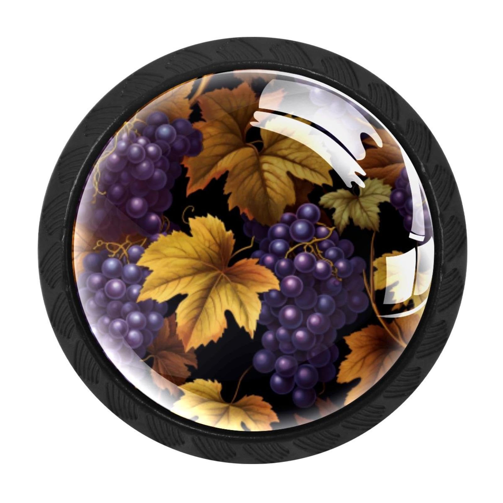 CHENZZZZ 4PCS Thanksgiving Grape Dresser Knob Round Glass Drawer Knobs Pulls Cabinet Handle for Home Kitchen Office Bathroom Wardrobe Cupboard