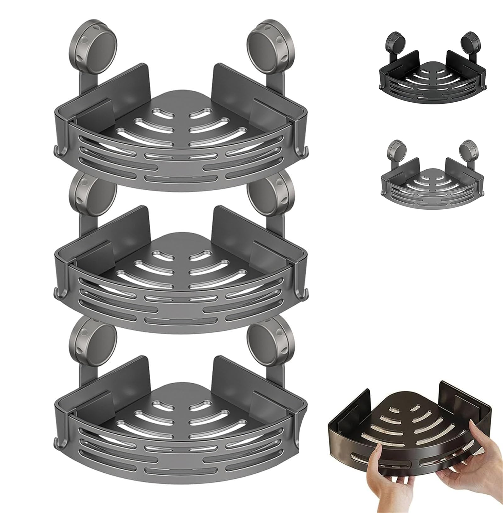 Étagère d'angle triangulaire de baignoire en aluminium nizer cuisine