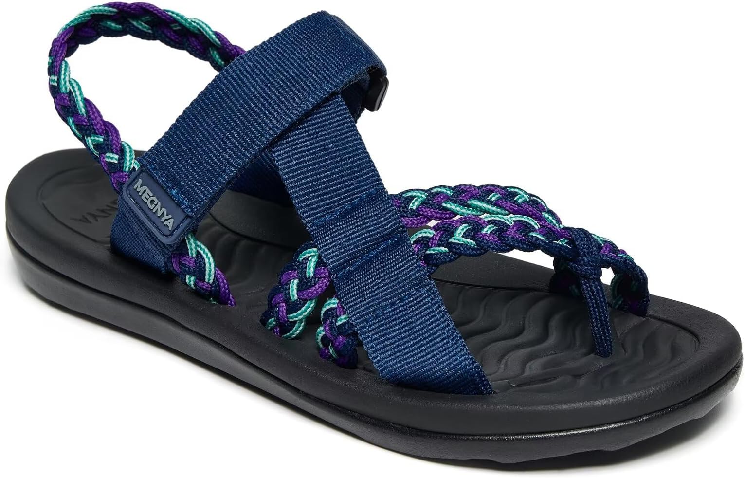 MEGNYA Hiking Sandals for Women, Comfortable Walking Flip Flop Sandals with Arch Support, Athletic Sandals with Hook and Loop Straps for Beach Vacation Adventure