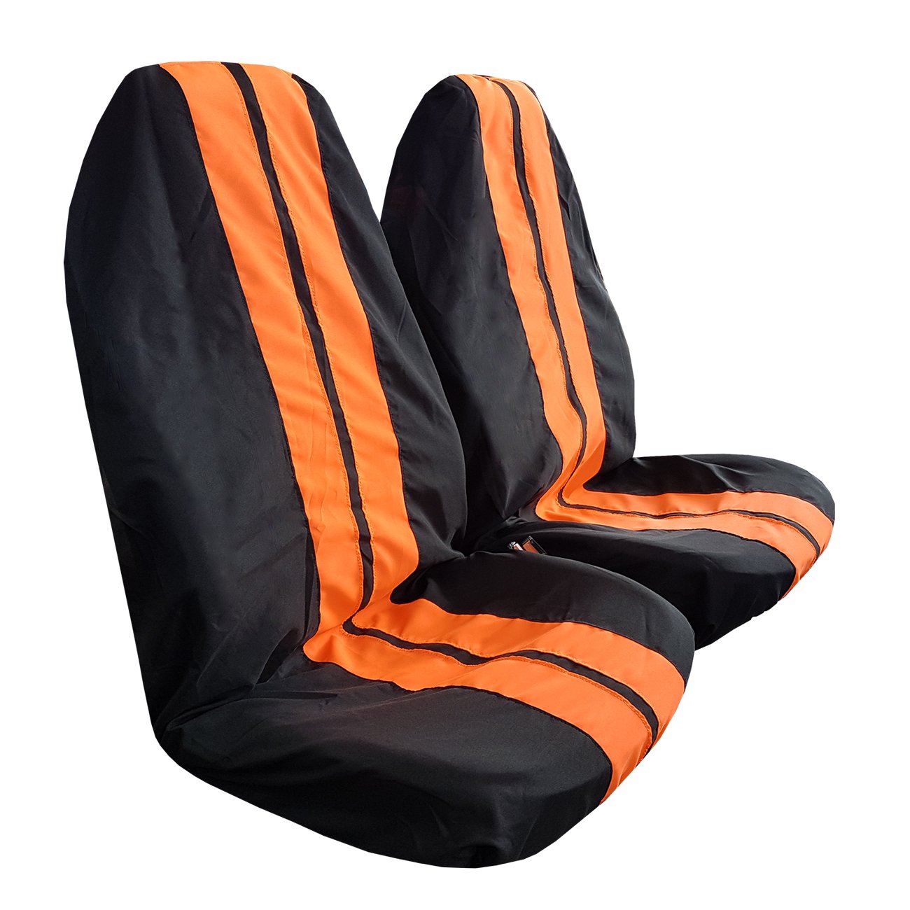 mycardeco New 2pcs GT Sport Throw Over Seat Cover Car Seat Covers for Most Cars Pickups - Black/Orange