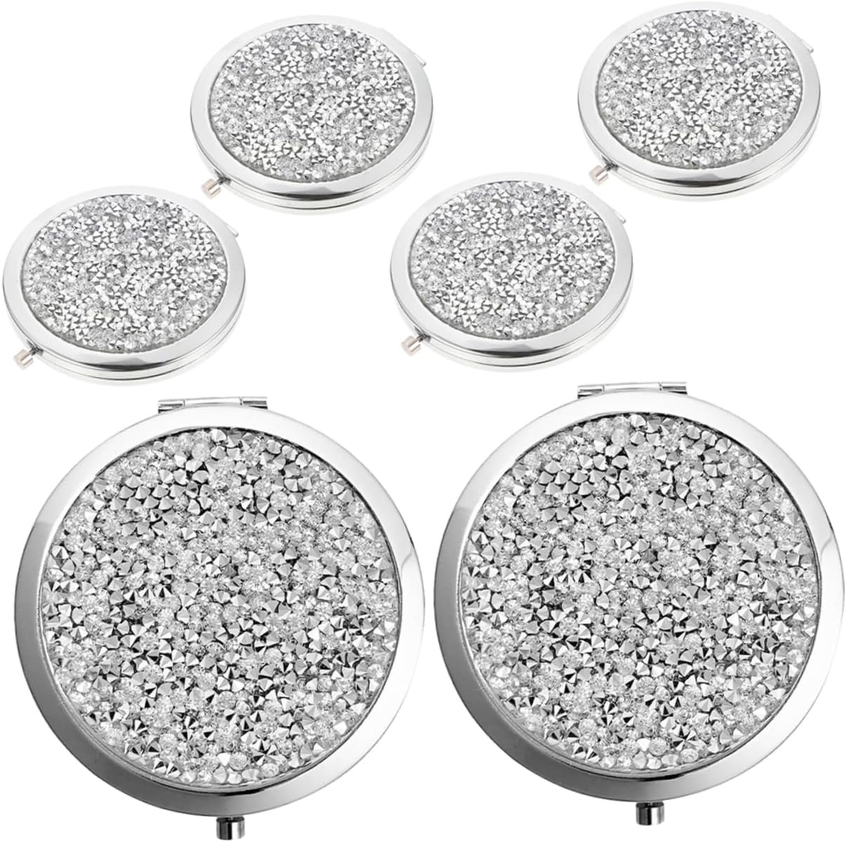 VALICLUD 6pcs Double-Sided Pocket Mirror Magnification Elegant Rhinestone Compact Makeup Mirror for Purse and Travel Design for -ups