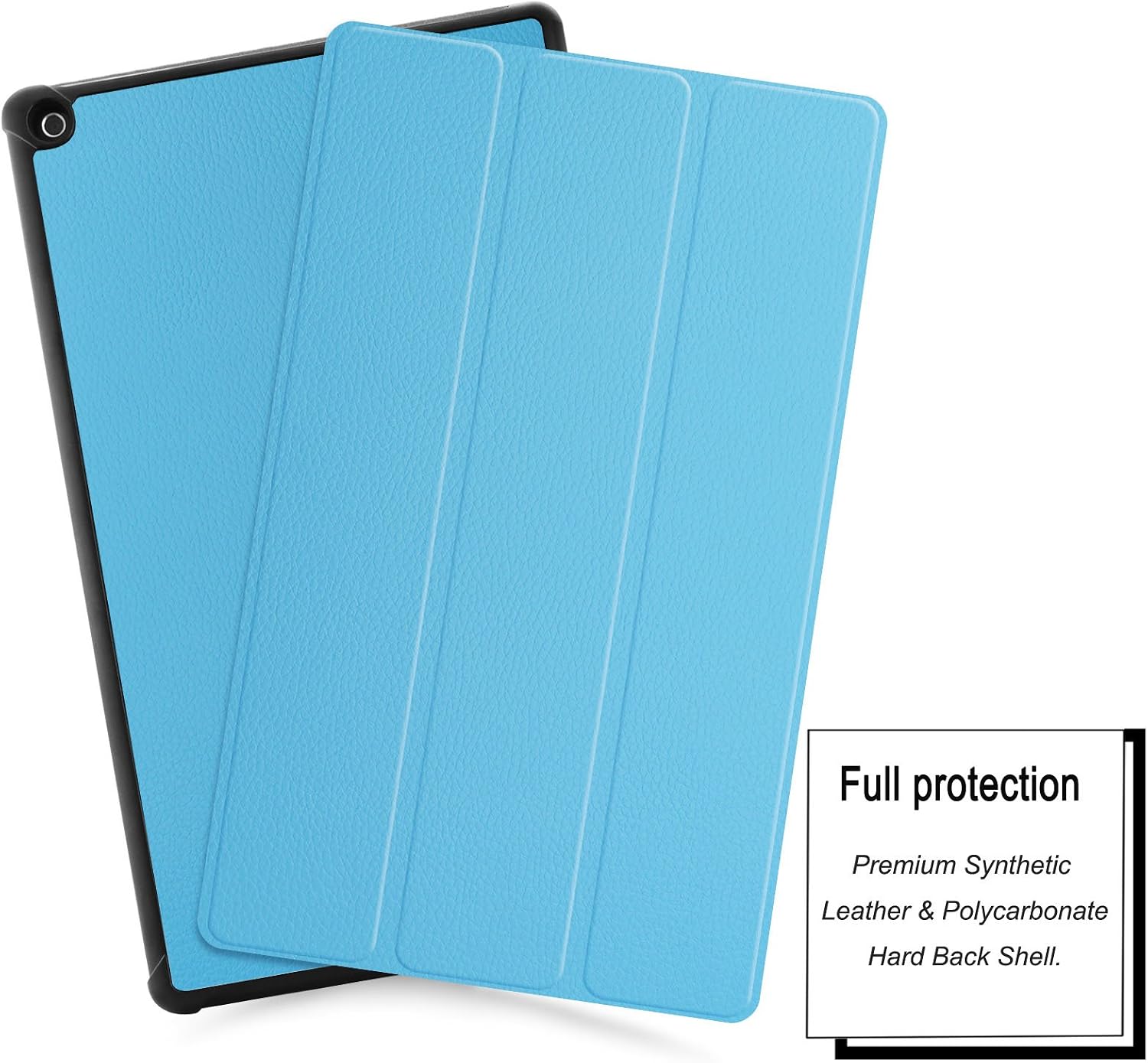 Infiland All-New Fire HD 10 2017 Case - Tri-Fold Ultra Slim Stand Smart Case Cover with Auto Sleep/Wake for All-New Amazon Fire HD 10 (7th Generation, 2017 Release), Sky Blue
