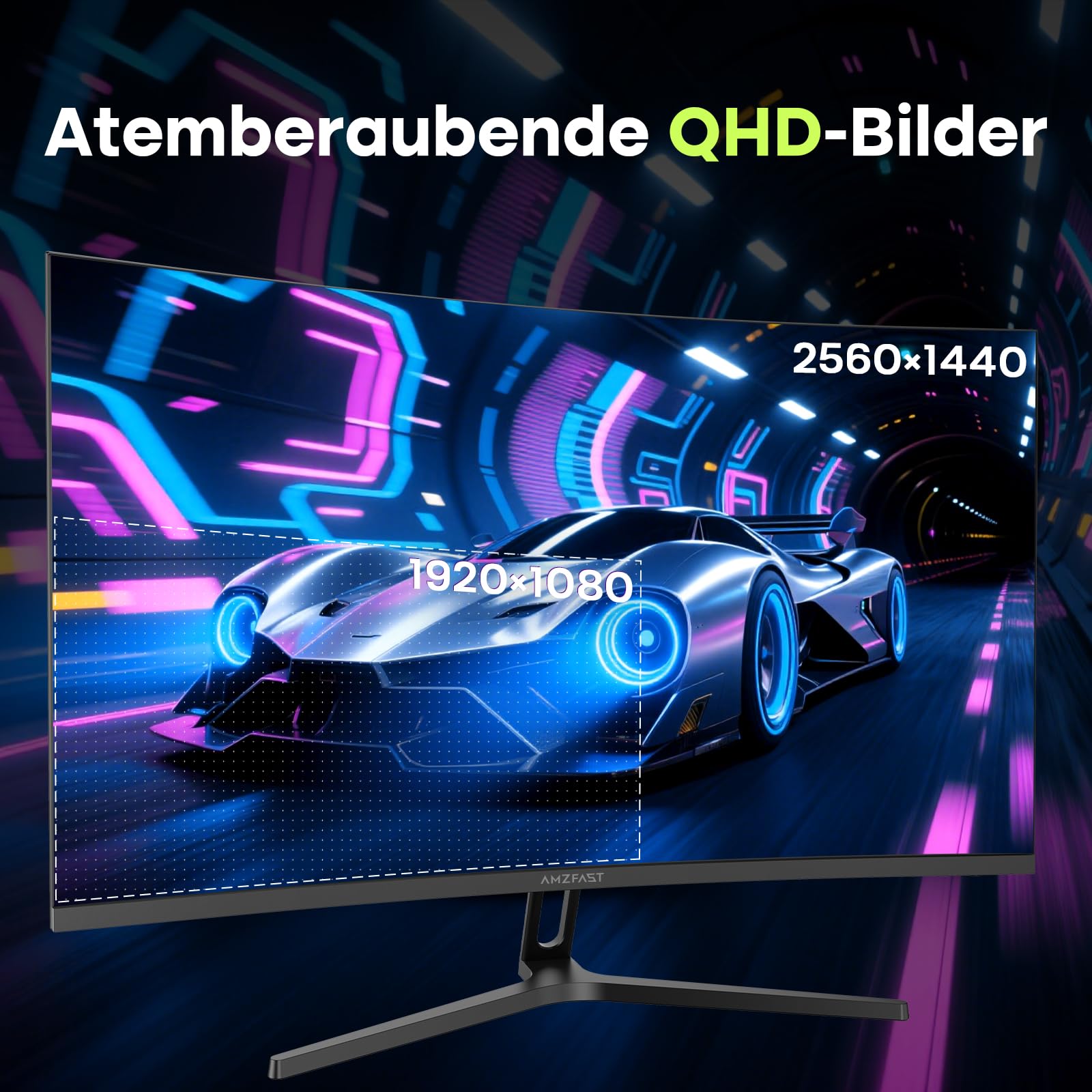 Amzfast Gaming Monitor Curved 27 Zoll, 280Hz, QHD 2560x1440, HDMI 2.1x2 | DP 1.4, 1ms MPRT Adaptive Sync KI Gaming, 1500R, HDR400, 96% DCI-P3, Blaulichtfilter, VESA - AMZG27C1Q Pro für FPS & 3A
