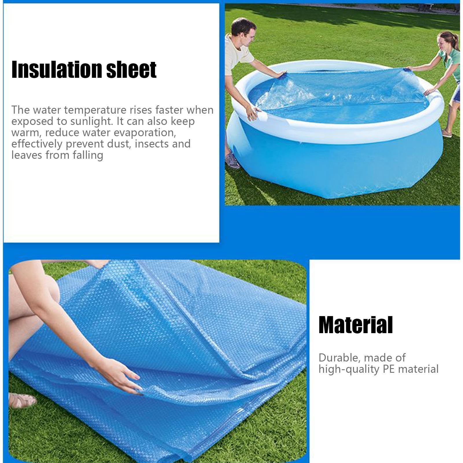 Bâche de piscine solaire pliable et imperméable, tapis d'isolation thermique pour piscines extérieures et spas, conserve la chaleur de l'eau pour le soleil d'été
