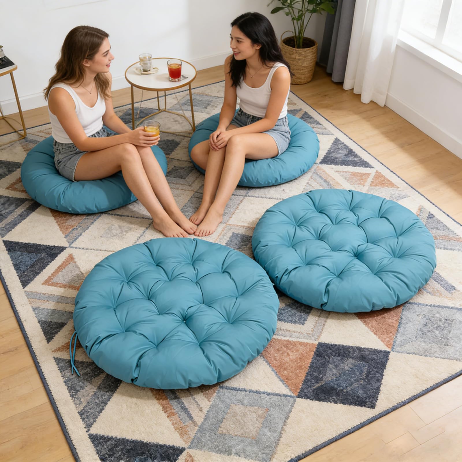 Duże krzesło wiszące z żywicy pogodowej – 132 x 132 cm idealne do okrągłych podnóżków, salonów balkonowych i pomieszczeń do salonu na zewnątrz - kolor kawowy