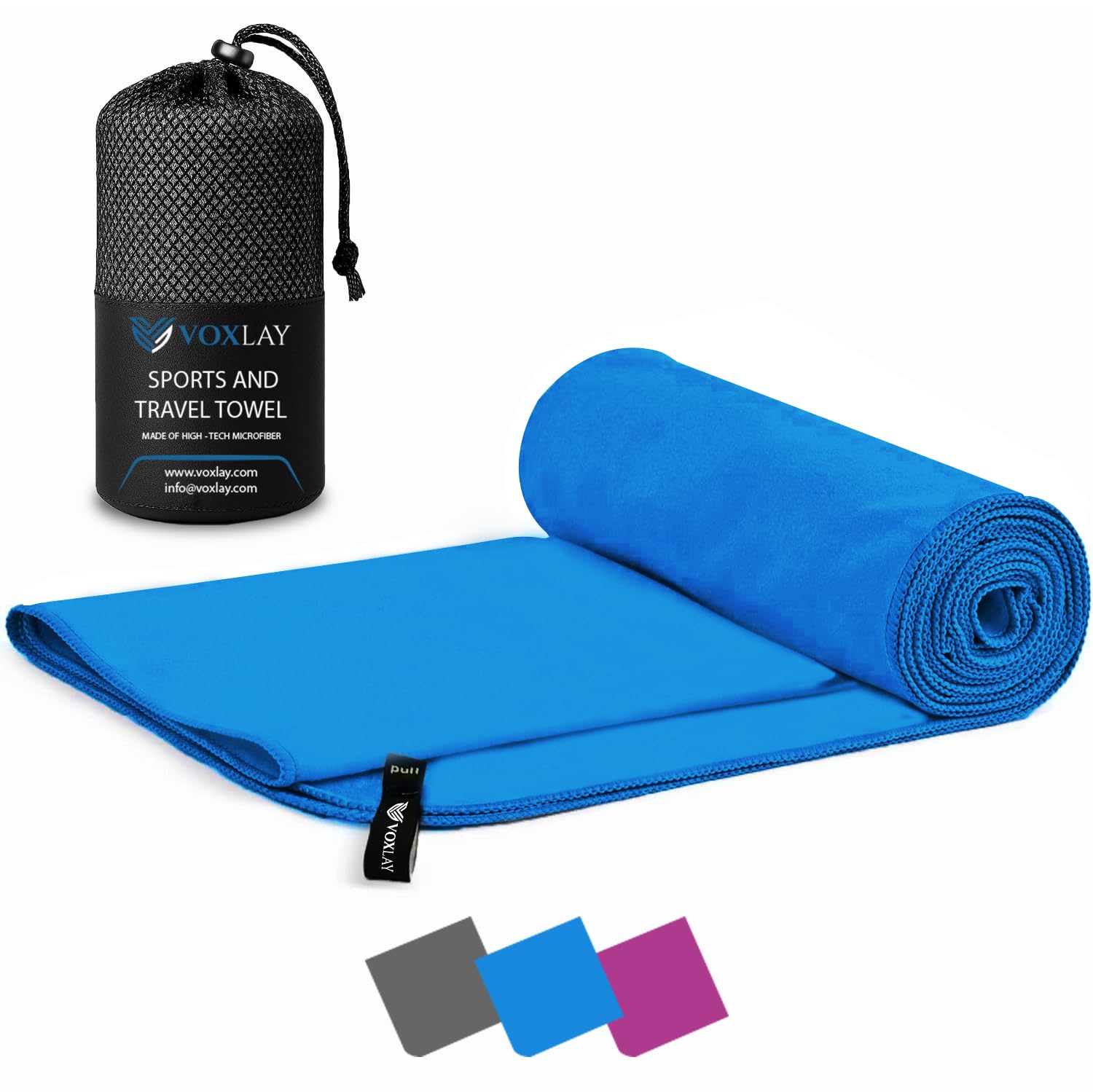 Voxlay Light Blue Microfibre Towel - Compact, Ultra Lightweight & Quick Dry - Perfect For Gym, Camping Towel, Travel Towel, 200X100cm, - Beach Towel, Swimming, Camping & Hiking