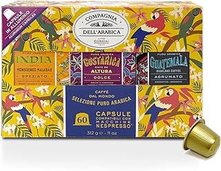 Caffè Corsini - 60 Capsule Compatibili Nespresso Monorigine Assortite, Caffè 100% Arabica, 6 Confezioni da 10 Capsule, 312g