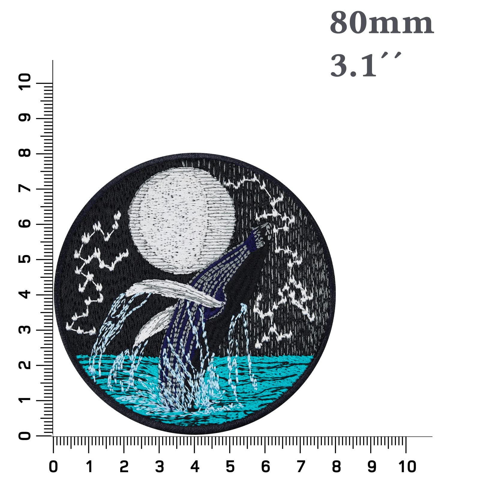 Toppa Ricamata Teschio Luna Crescente – 7,5x7,5 Cm, Applicabile Con Ferro Da Stiro O Cucitura, Per Jeans, Borse, Cappelli