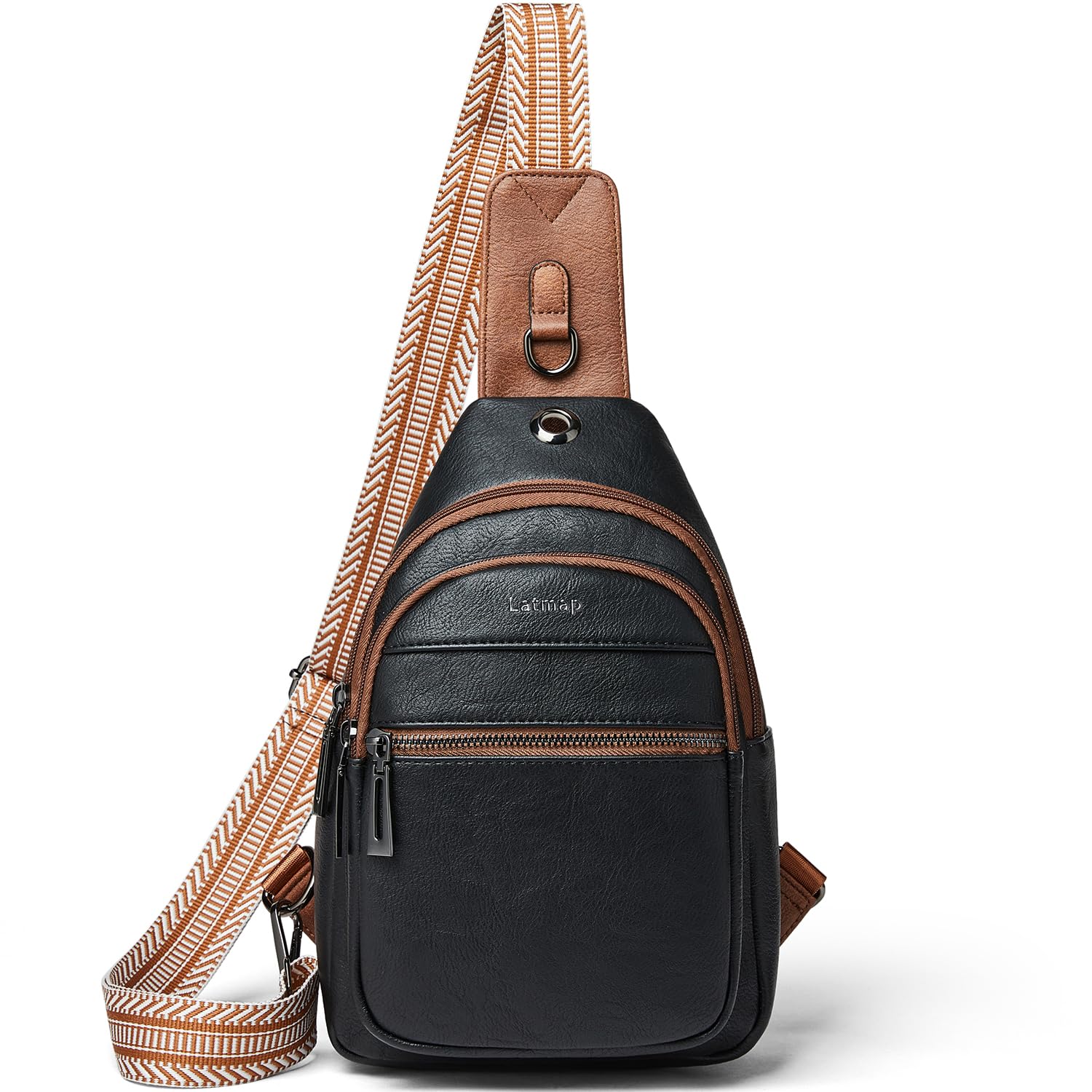 LATMAP Sling Bag For Women Faux Leather Small Casual Daypack Backpack Fanny Pack Crossbody Chest Bags Purse