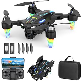 Drohne mit Kamera 4K, GuKKK Mini Drohne mit 2 Kameras HD, Faltbare FPV Drone Live Übertragung, Kamera Elektrisch Verstellbarer mit 2 Batterien,RC Drones WiFi FPV Übertragung Quadcopter für Anfänger
