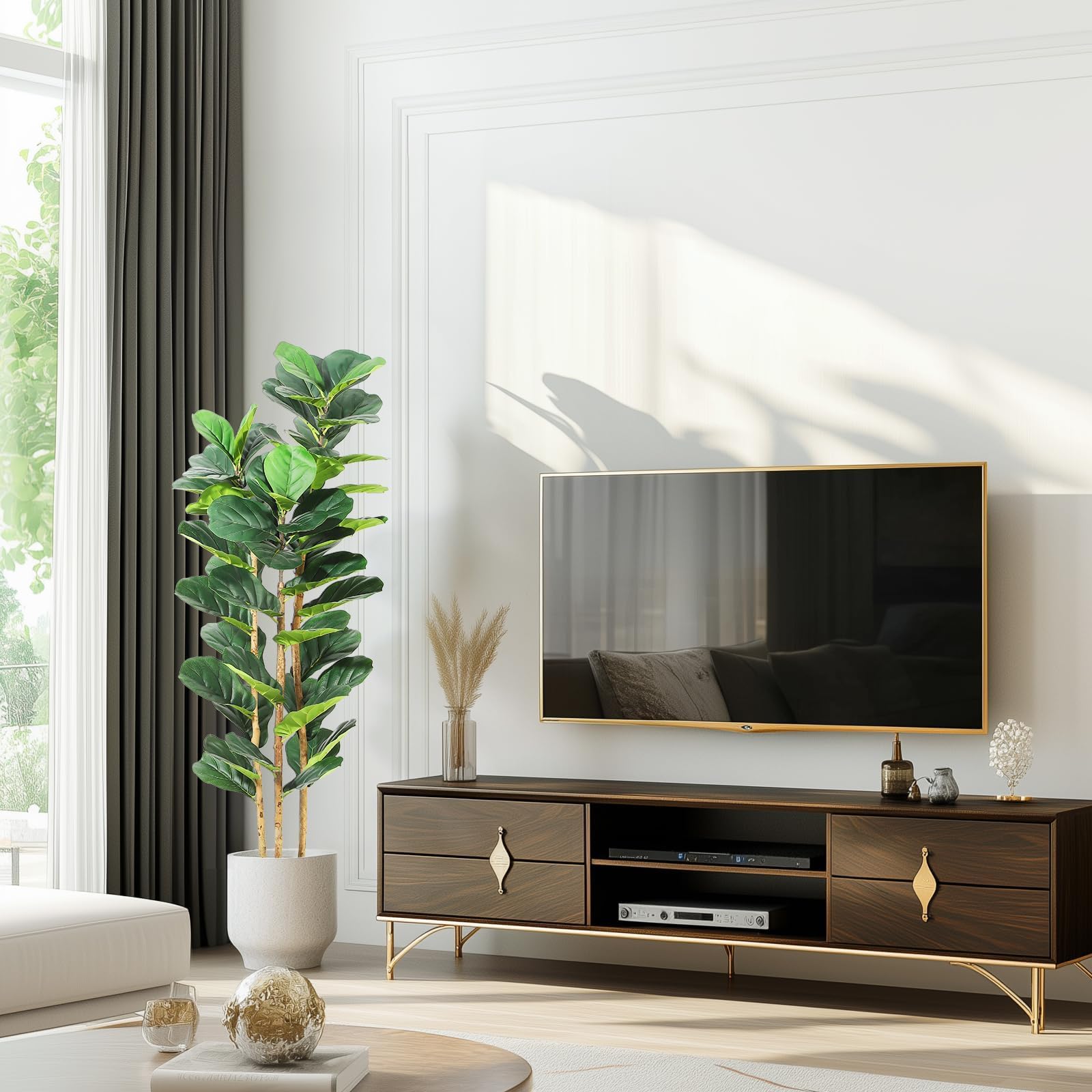 Ficus lyrata artificielle 180cm avec pot et multi-tronc pour verdir votre salon