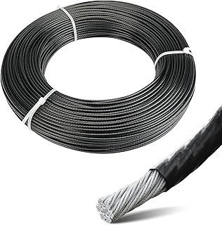 Sponsored Ad - Muzata 85ft Black Vinyl Coated Wire Rope 1/16" Thru 3/32" Stainless Steel Aircraft Cable 7x7 Strand Outdoor...