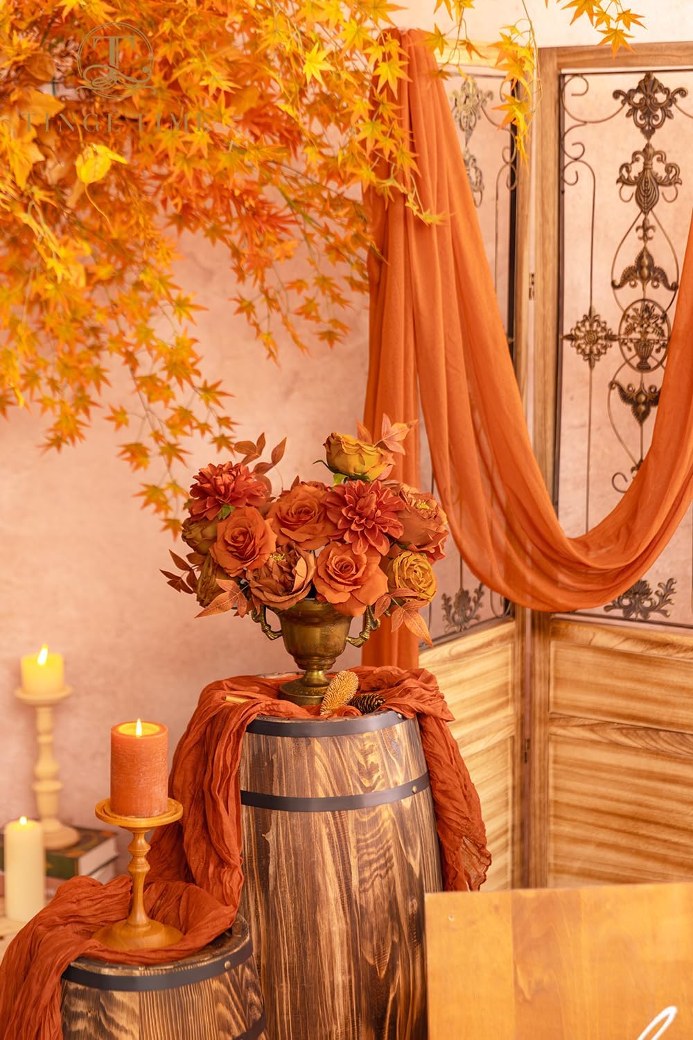 TINGE TIME Artificial Flowers Combo Box Set 16PCS Fake Rose Silk Flower with Stem for DIY Wedding Bouquets Centerpieces Baby Shower Party Home Fall Decoration (Blood Orange & Burnt Orange) - Image 6