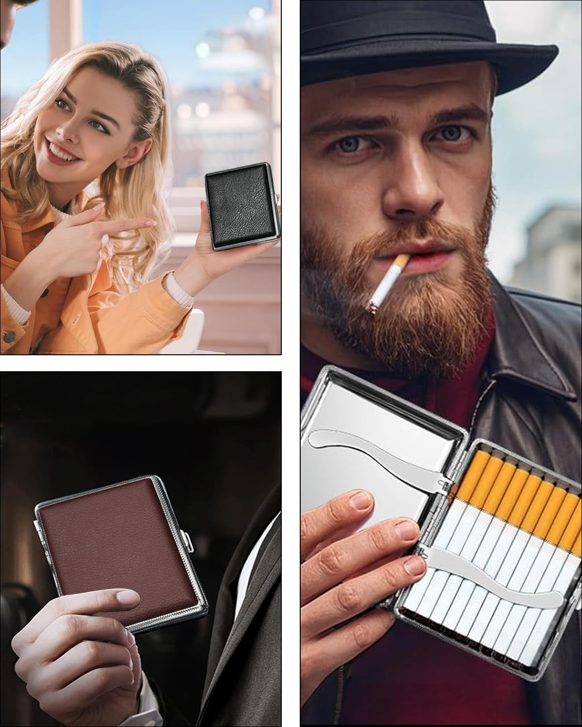 小物 gcc-01 garo cigarette case JIPUKE 2 Pieces Cigarette Cases Leather Metal,Cigarette Box Holds