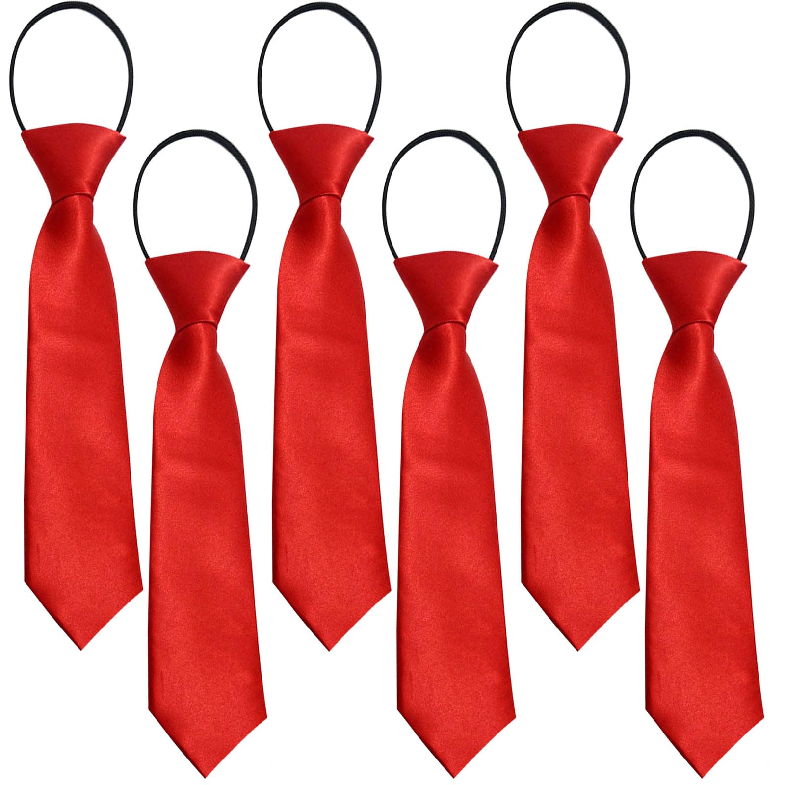 FUIPVGI 6 Pcs Pre-Tied Kids Necktie, Boys' Elastic School Tie, Kids Adjustable Necktie With Loop, Boys Girls Formal Tie for Graduation School Uniforms Formal Wear Weddings Celebration Parties (Red)