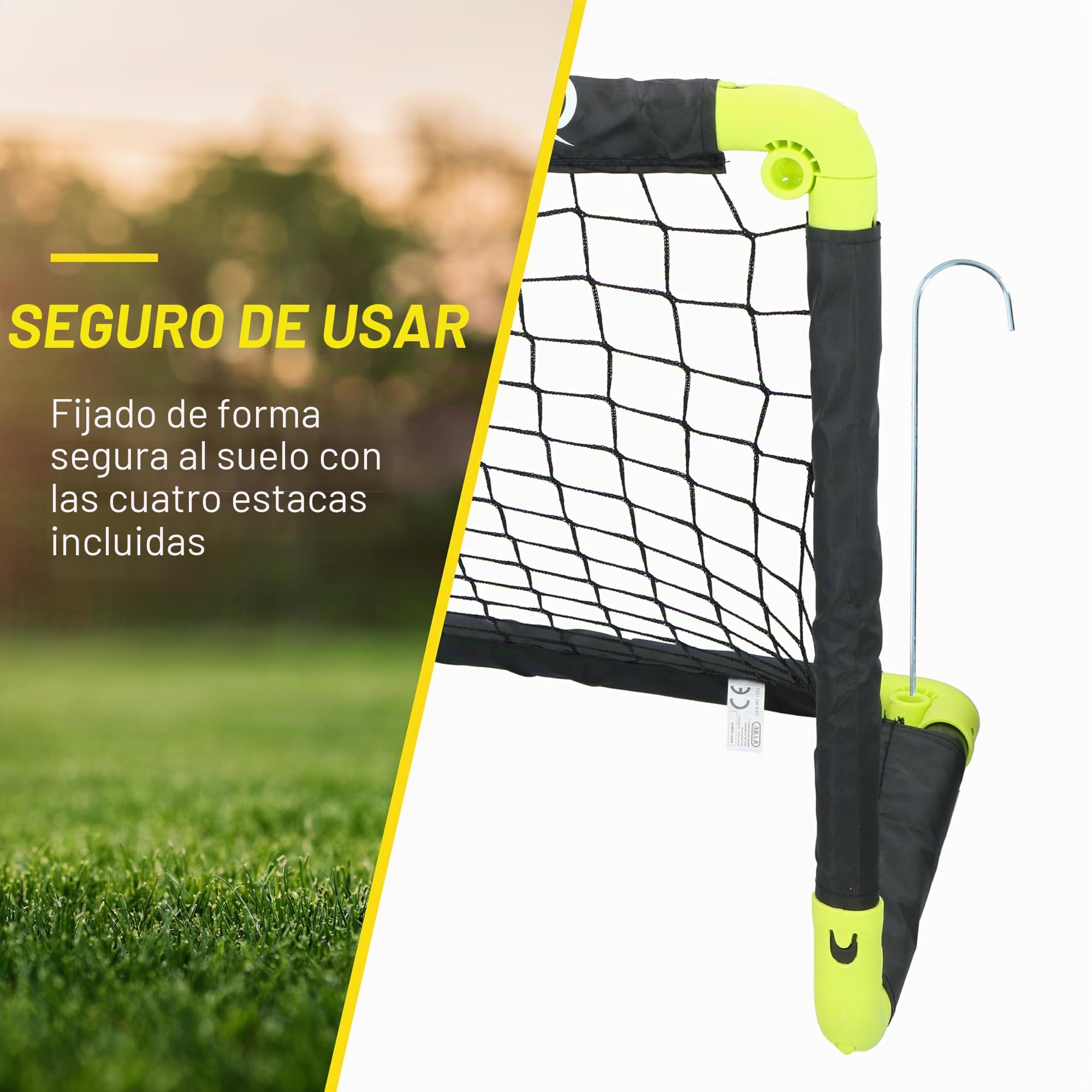 Dunlop Portería de fútbol plegable 50x44x44 cm Juego de 2 Kit de entrenamiento interior exterior Negro/Amarillo