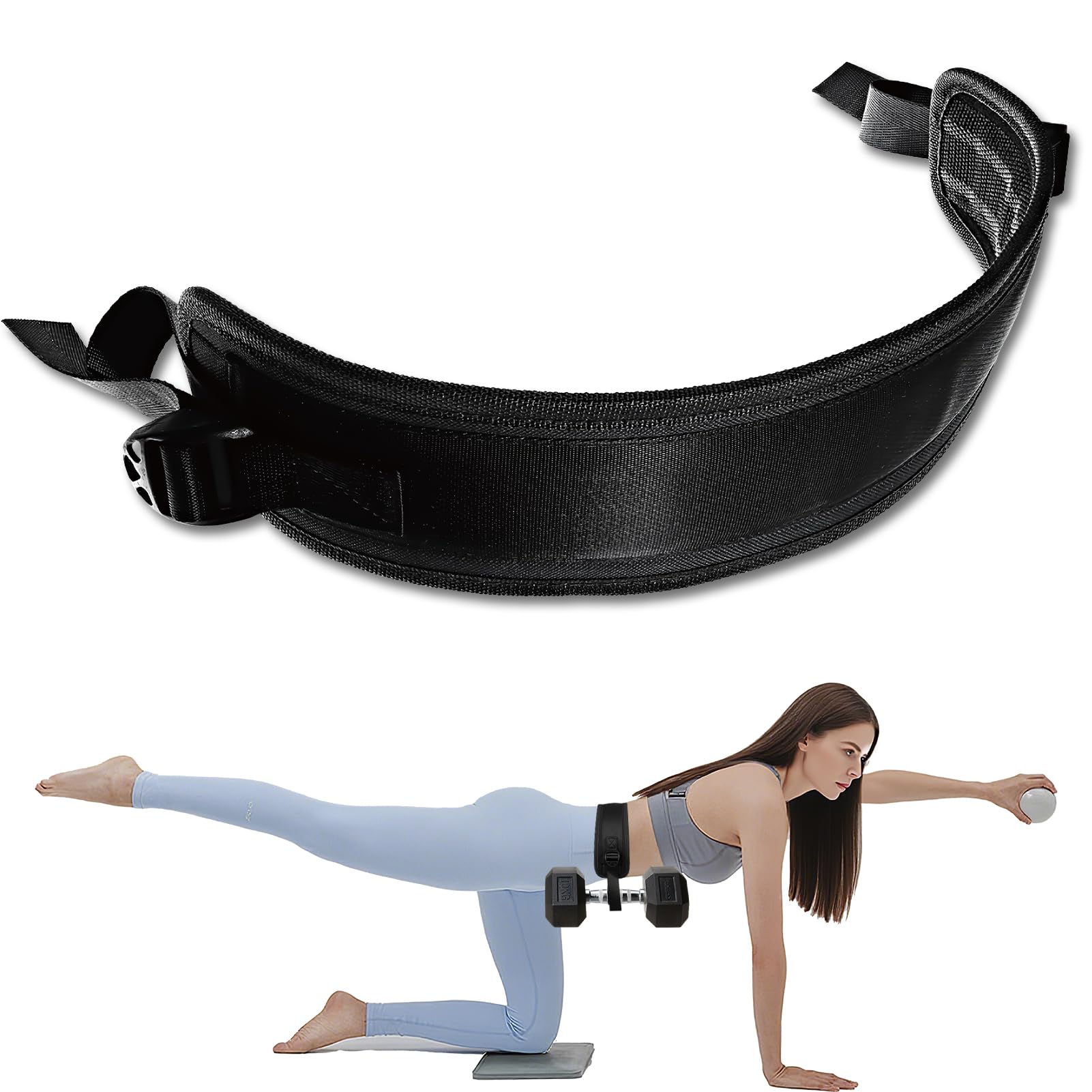 Lotnery Exercise Hip Thrust Belt, Hip Thrust Pad, Adjustable Hip Thrust Weight Belt with Extra Padding for Dumbbells Kettlebells Gym Fitness Bodybuilding Weightlifting