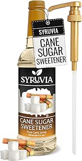Syruvia Coffee Syrup, Cane Sugar Sweetener Flavored Syrup for Drinks, Lattes, and Desserts – 25.4 fl oz, With Pump