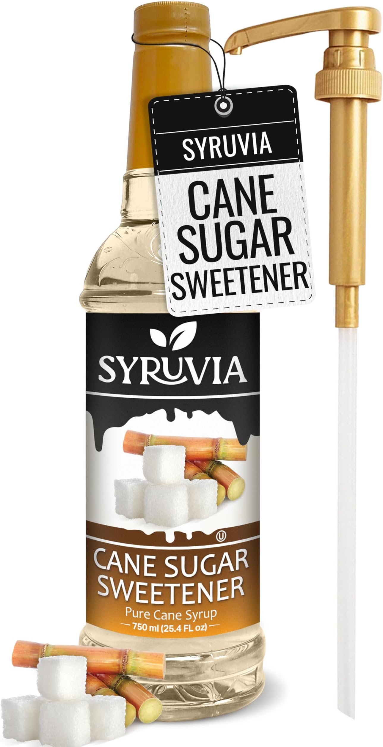 Coffee Syrup, Cane Sugar Sweetener Flavored Syrup for Drinks, Lattes, and Desserts – 25.4 fl oz, With Pump
