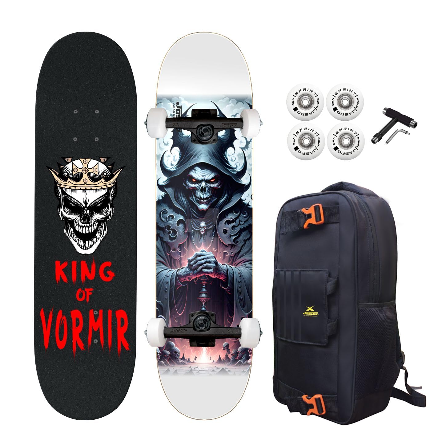 Jaspo Downtown Surfers Skateboard for Adults,Kids, 7-Layer Canadian Maple Wood Deck,Professional Skateboard for Boys, Girls, Beginners, Pros