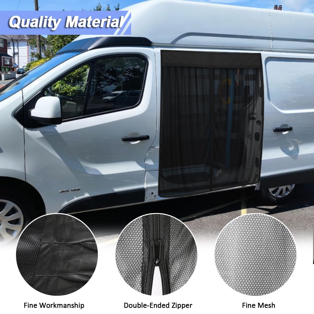 Zanzariera Compatibile con Renault Trafic 14-25 Opel Vivaro B 14-19 Fiat Talento 16-21 Tetto Alto (H2) per Porta Scorrevole, Zanzariera Magnetica Tenda Parasole contro Insetti e Sole