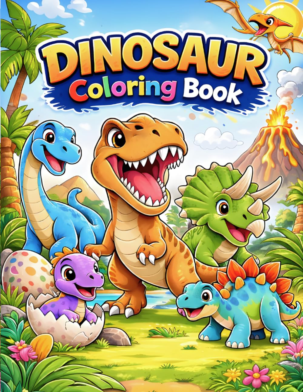 “Cute Dinosaur Coloring Book for Kids Ages 3–8: Fun & Easy Dino Adventures”: Fun & Easy Coloring Pages with Adorable Dinosaurs for Relaxation, Creativity and Learning