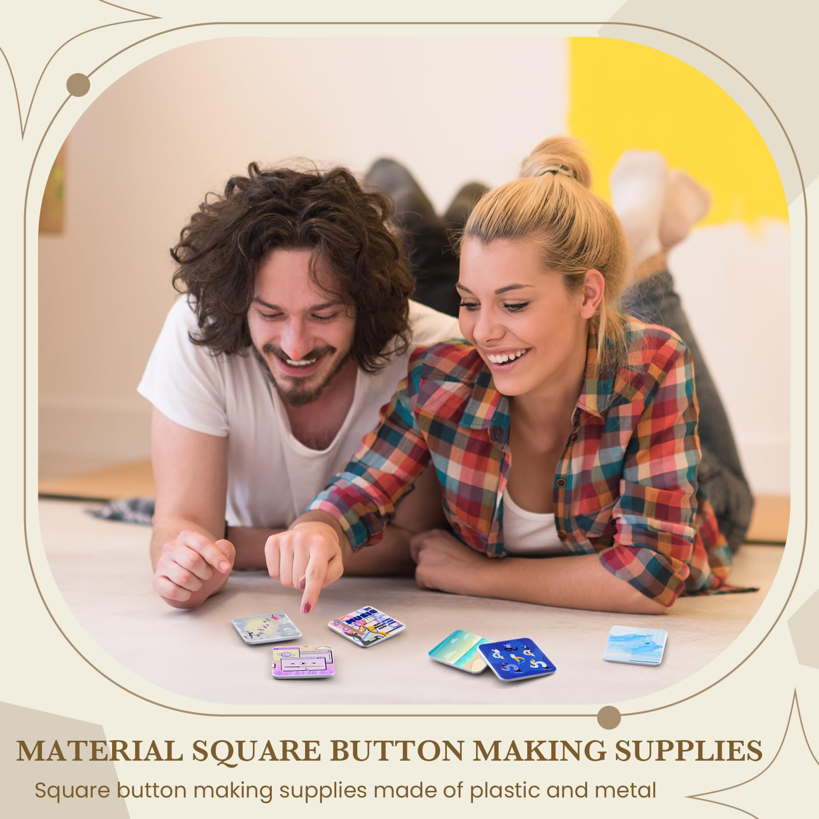 Wavwavw Set mit 200 quadratischen Anstecknadeln, 5,1 x 5,1 cm, für quadratische Knopfmacher, DIY-Pin-Abzeichenteile, Nachfüllpackung (transparent)