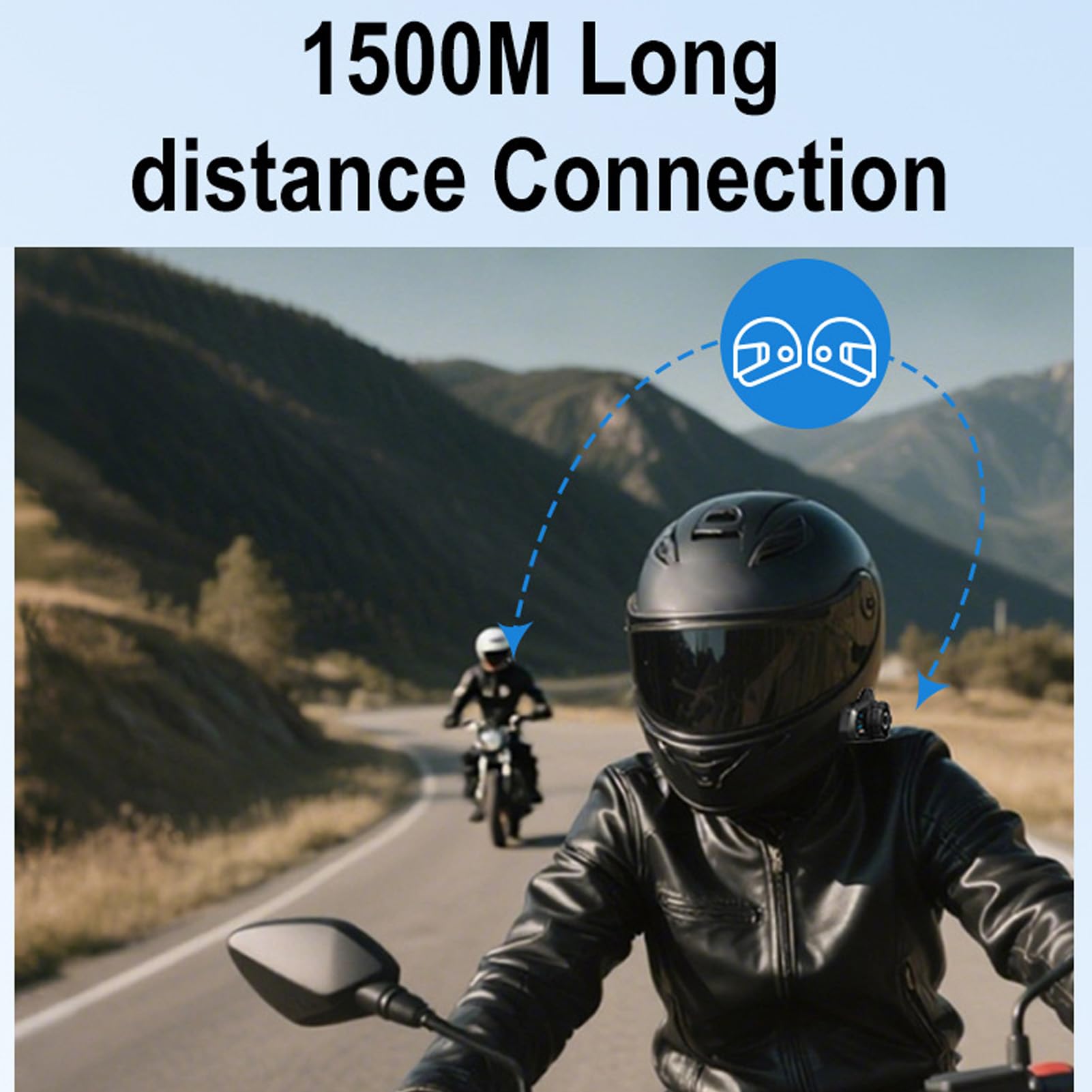 Interfono Bluetooth per Casco Moto, Cuffie Bluetooth con Cancellazione del Rumore CVC, IP67, for Guida in Moto
