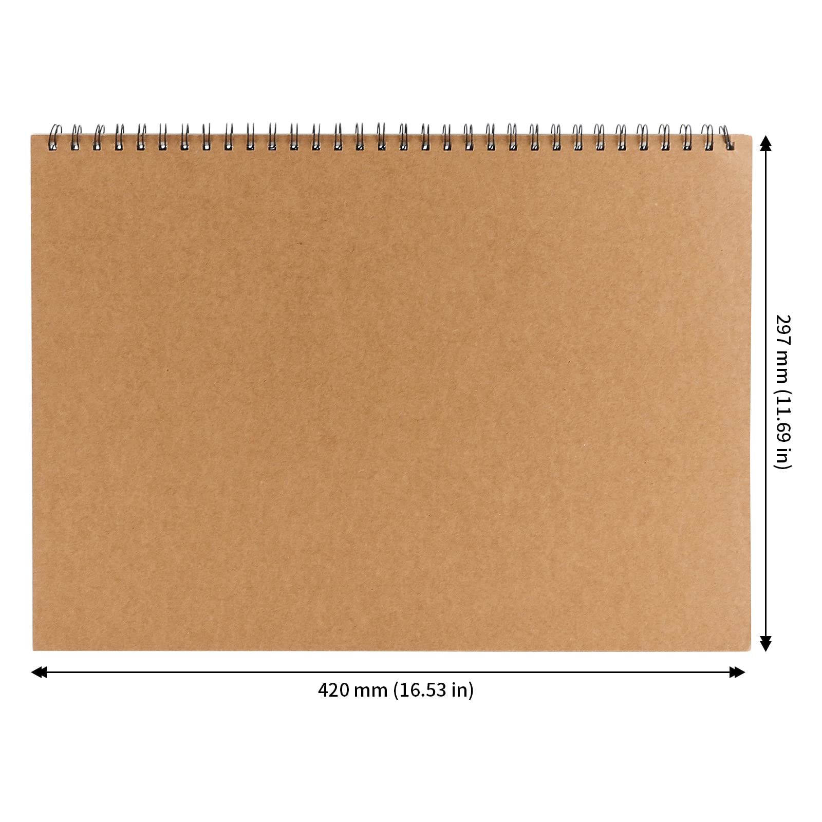 JAPCHET 5 Packungen A3 Spiral-Skizzenbuch, A3 Zeichenblock, Querformat, Spiralbindung, Skizzenbuch zum Malen, Skizzieren, 30 Blatt/60 Seiten