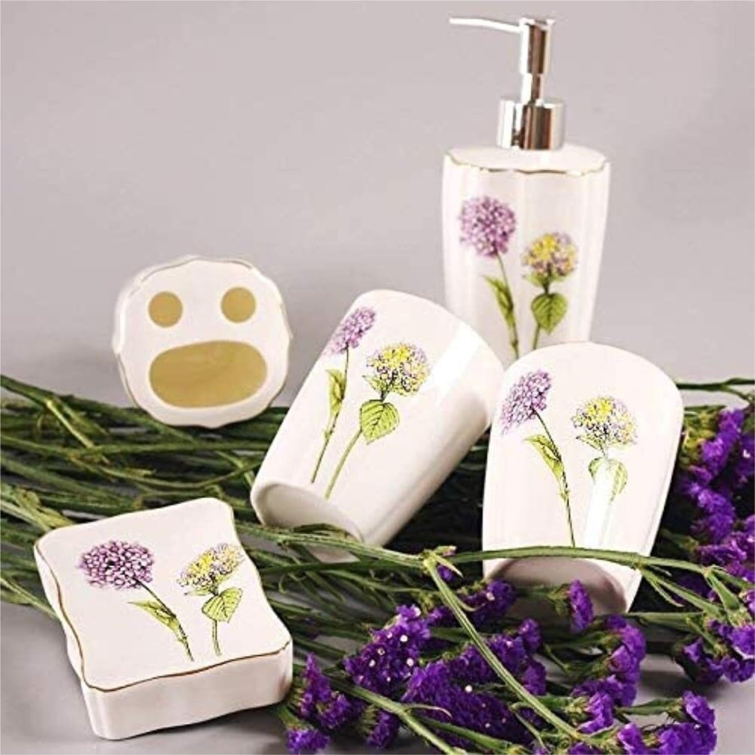 Dispensador Jabón Set Juego De 5 Piezas Set De Accesorios De Baño Dispensador De Jabón De Baño Soporte para Cepillo De Dientes Vaso Jabonera Baño Accesorios