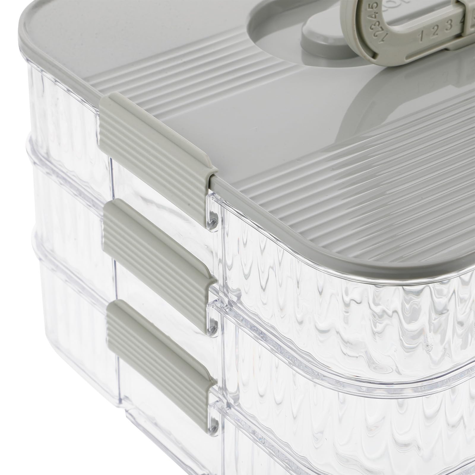 VILLCASE Contenedor de Plástico de Tres Capas para Almacenar Alimentos con Tapa, Diseño Desmontable y Gran Capacidad, Adecuado para Preparar Comidas y Usar en Congelador