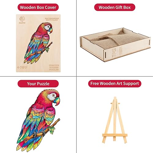 Miniatura 3 de KAAYEE Rompecabezas de madera para adultos, loros encantadores, rompecabezas de animales con forma única, rompecabezas de madera para adultos, ideas