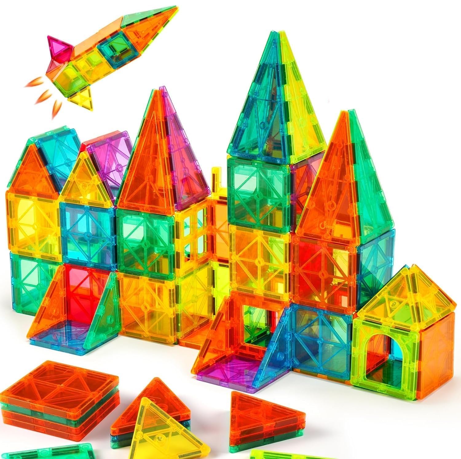26 PCS Magnetic Building Tiles Construction Set, STEM Educational Learning Toy, Creative Magnetic Building Blocks for Kids, Boys & Girls, Multicolor (Pack of 26)-image-13