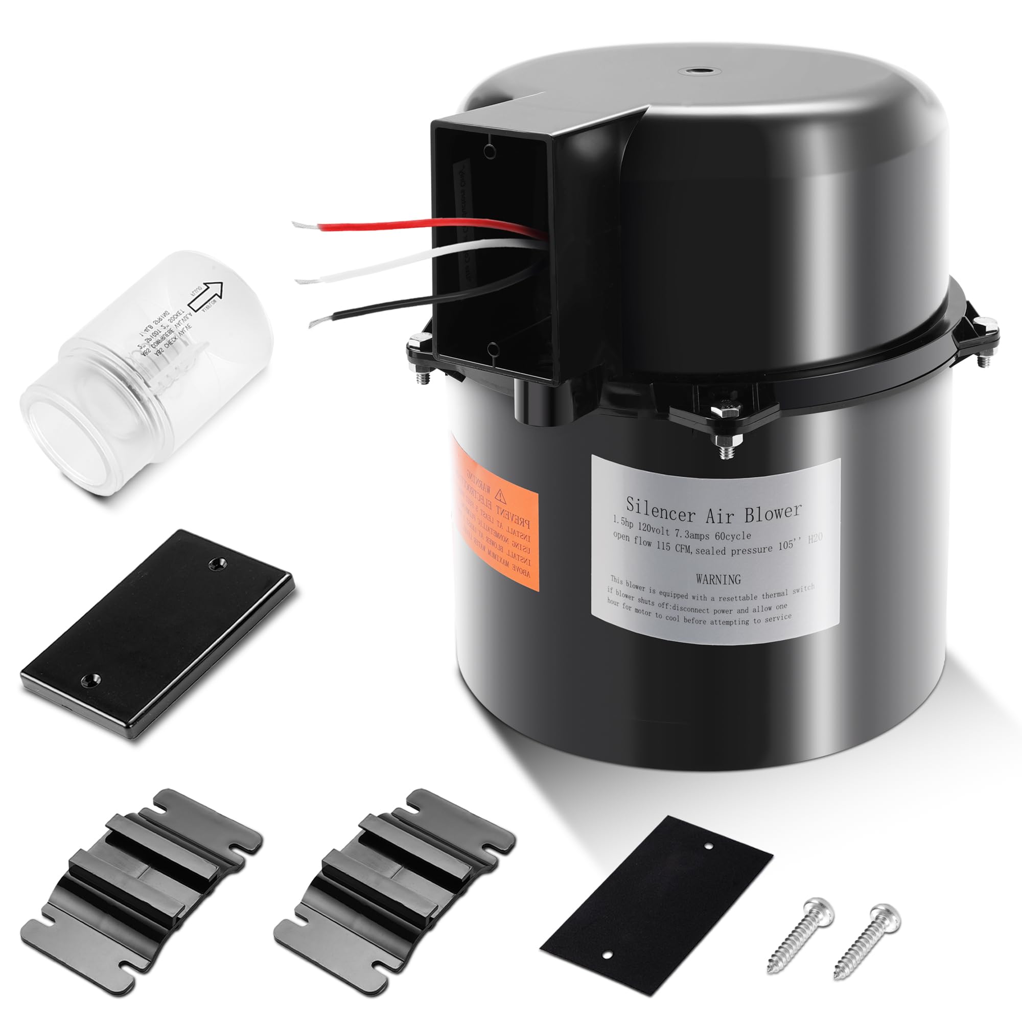 6315141 Soplador de spa silenciador de 1,5 HP para piscina y spas de 1,5 HP 120 V 7,3 A; para uso con fontanería de 2 pulgadas.