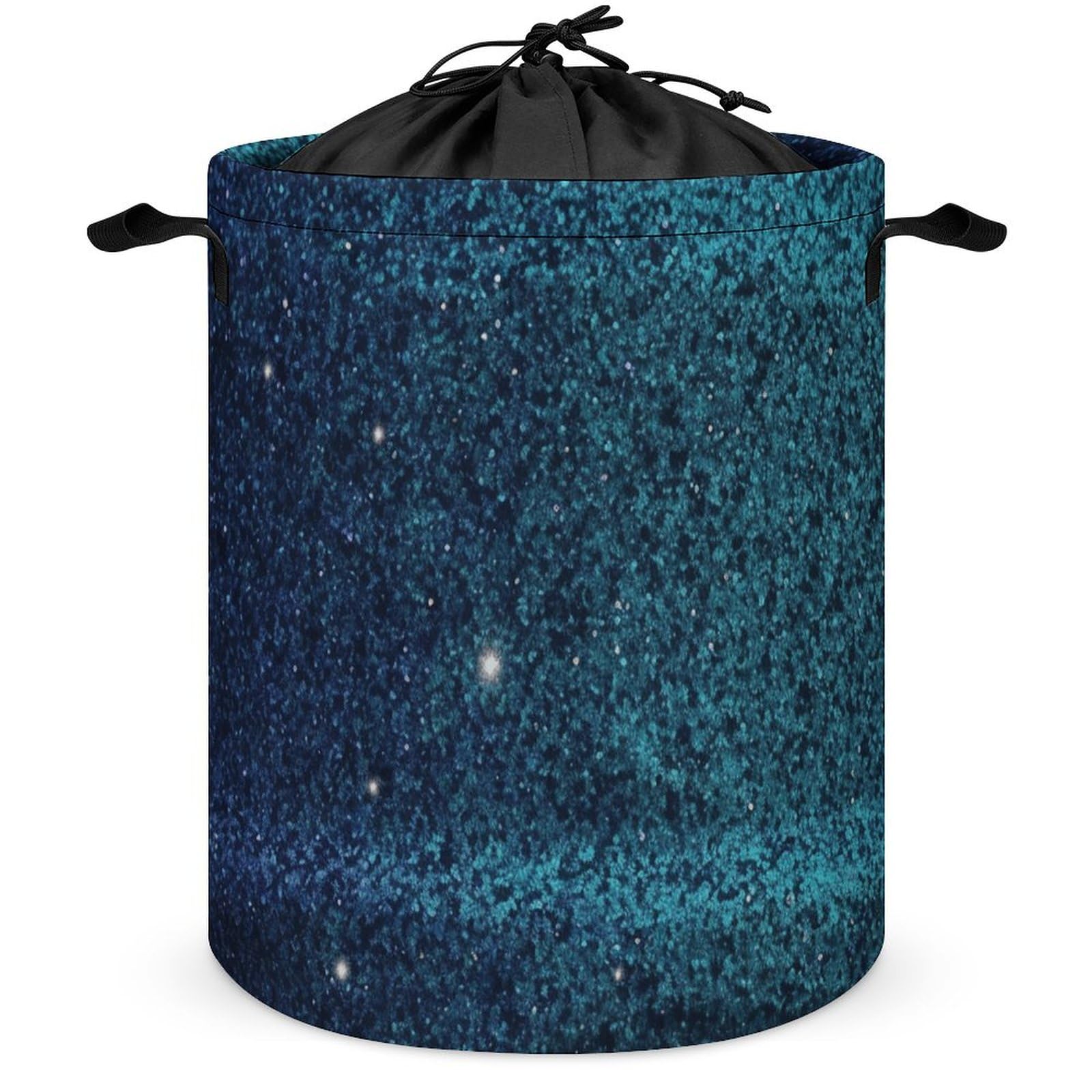 Panier à linge autonome bleu sarcelle grand modèle pliable à poignées