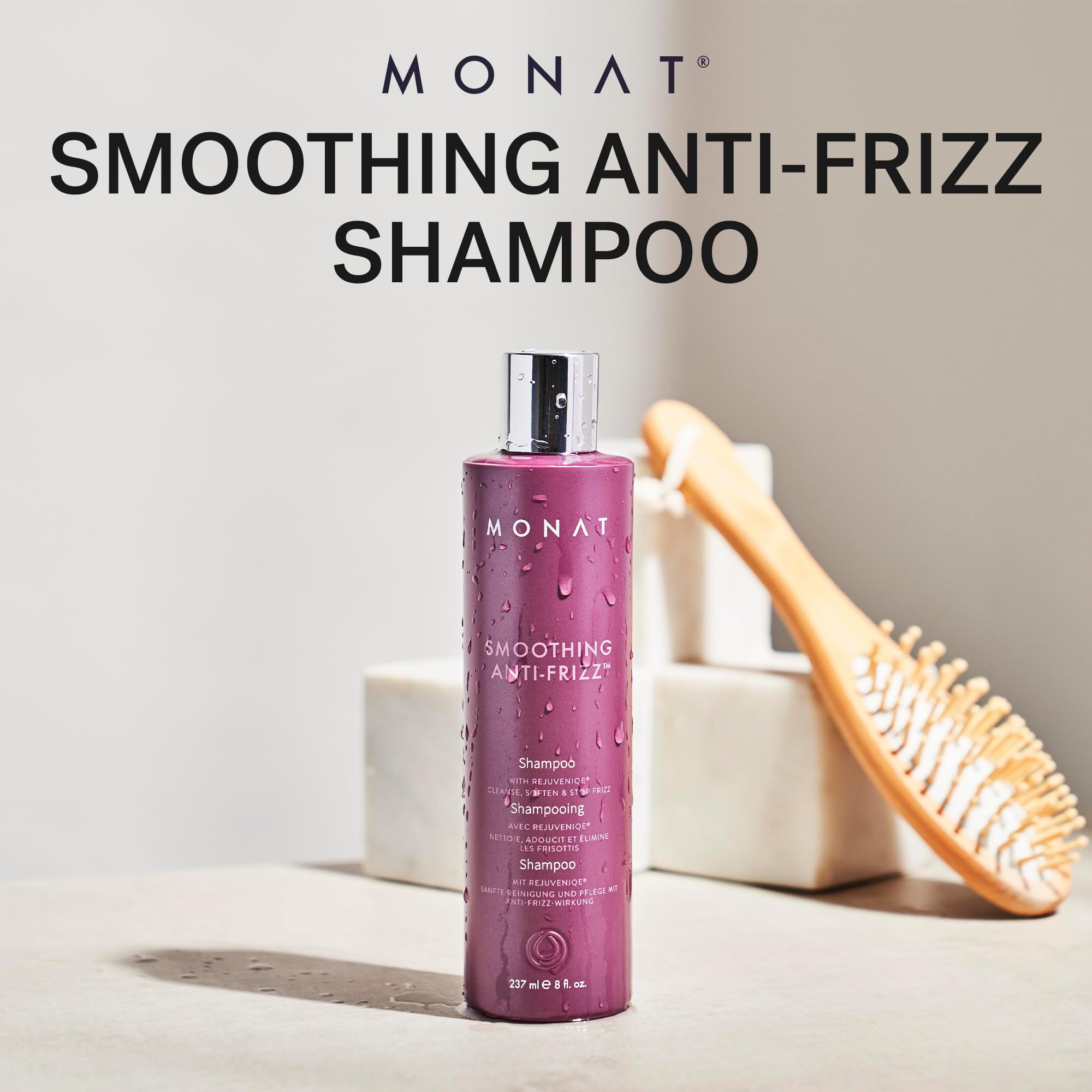 MONAT Smoothing Anti-Frizz Shampoo, Humidity Protection, REJUVENIQE & Tropical Butters, 237 ml