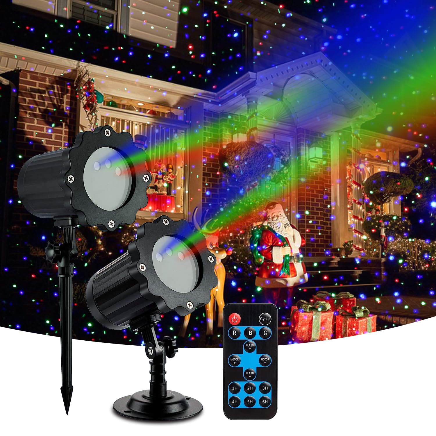 Laser Projector Lights - Moving Red Green Blue 3 Color Starry Lights Show with RF Control - Holiday Decor for Party, Garden, Christmas, Halloween, New Year
