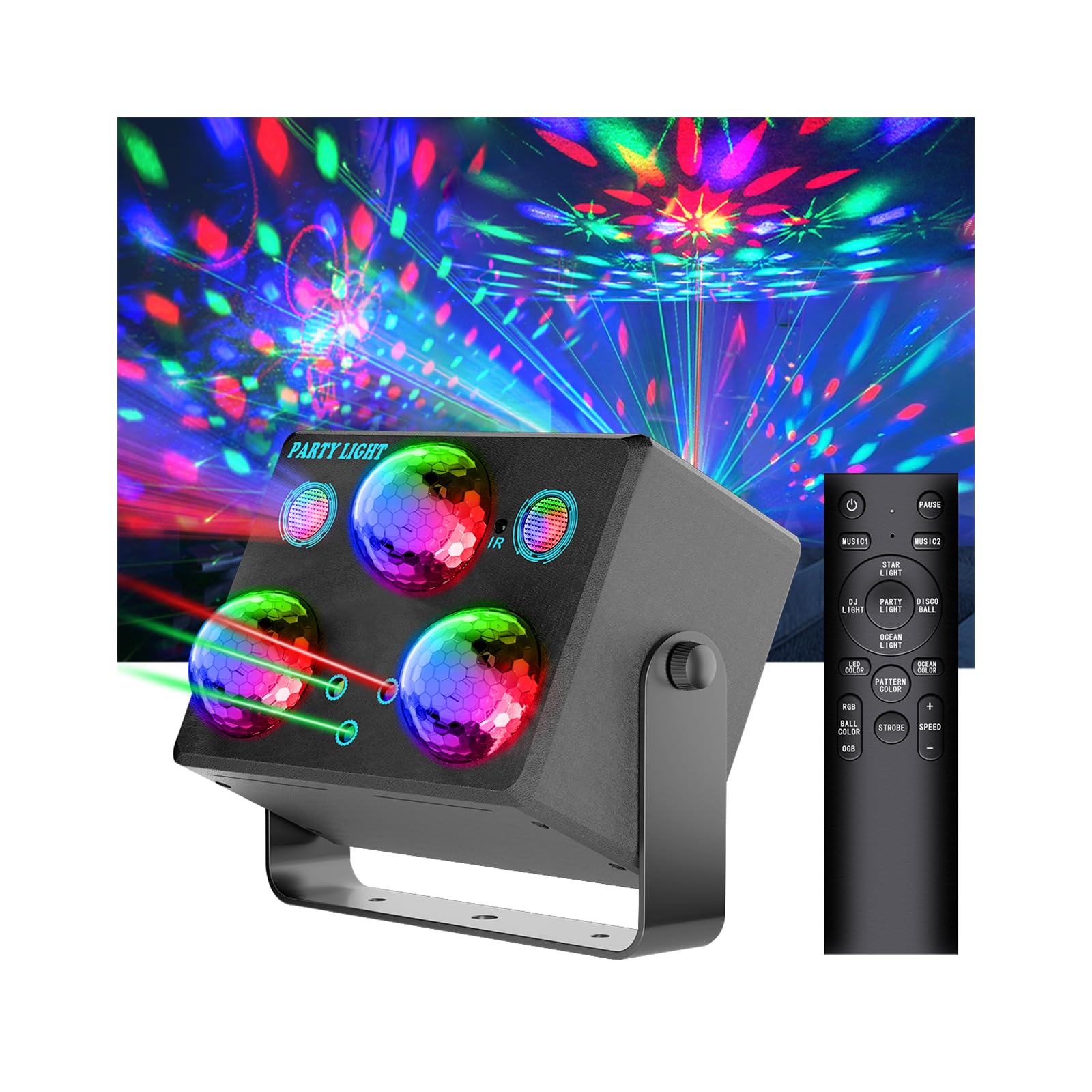Disco Ball,Party DJ Disco Light Strobe Stage Dance Light Glow Party Sound Activated with Remote Control Rave Ocean Star Projector for Club KTV Christmas Halloween Dancing Parties Holiday Décor