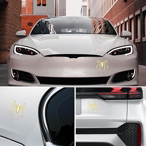 Miniatura 6 de Fogfar 2 calcomanías de estero de automóvil, 2.6 x 2.9 pulgadas, calcomanías de metal de araña para automóvil, aplicación de decoración