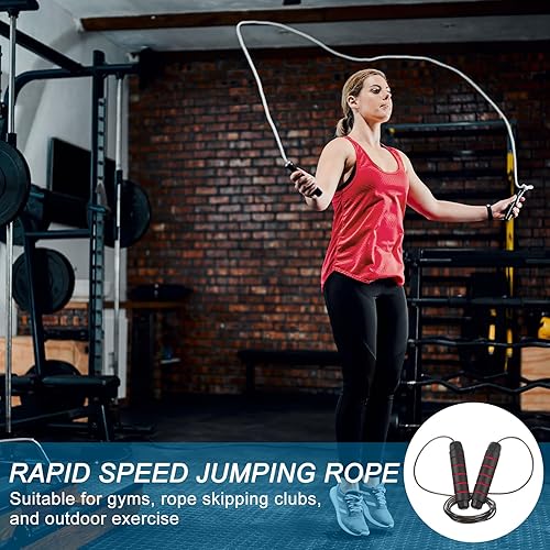 Miniatura 6 de PATIKIL Adjustable Jump Rope for Fitness, Workout Skipping Rope Tangle-Free Rapid Speed Jumping Rope Ball Bearing Swivel