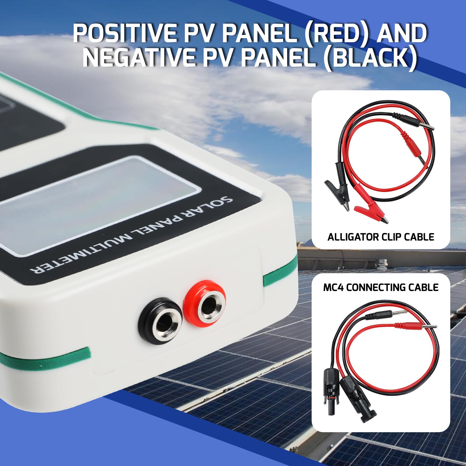 Probador de Paneles Solares de 1800W, Multímetro Fotovoltaico con Detección Inteligente MPPT para PV Paneles Datos y Medidas de Diagnóstico, Sistemas de 24V | 48V | 120V Protección Contra Sobrecargas