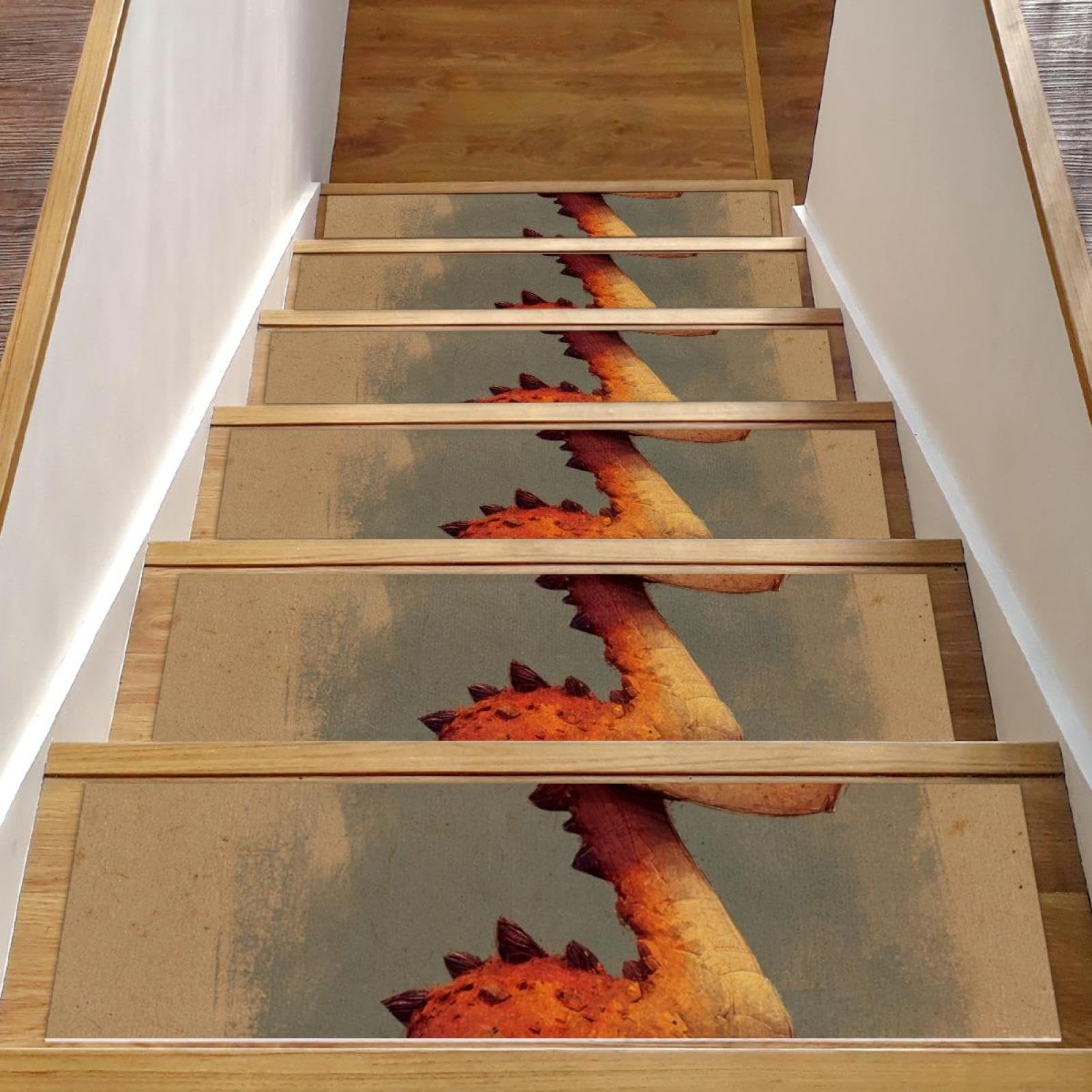 Peldaños de madera alfombras de dinosaurio lavables que frenan resbalones de perros