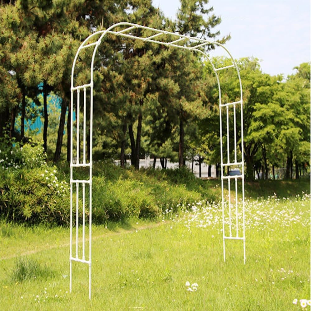Arche extérieure en métal blanc, pergola de jardin haut de gamme
