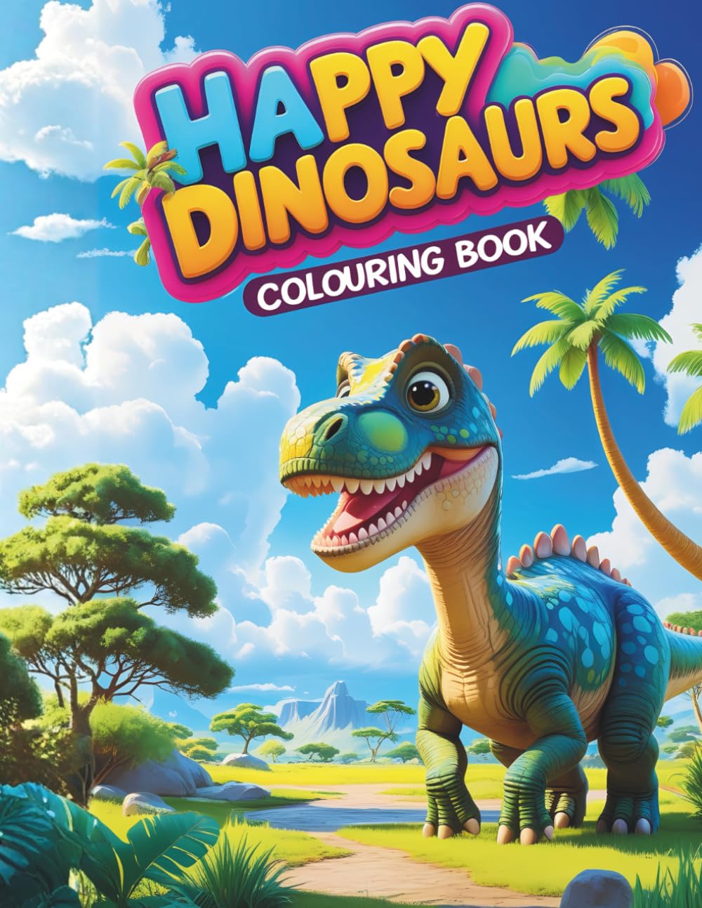 Happy Dinosaurs: A fun coloring book for kids with daily mood tracker and 20 cute dinosaur pages